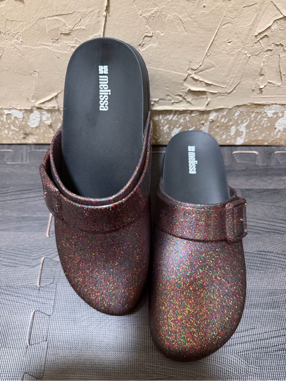 Melissa Multicolor Glitter Platform Clog - Black Sole